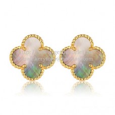 Kolczyki Van Cleef Arpels Sweet Alhambra z żółtego złota z szarą masą perłową