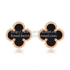 Kolczyki Van Cleef Arpels Sweet Alhambra z różowego złota z czarną masą perłową onyksową