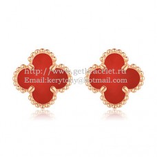 Kolczyki Van Cleef Arpels Sweet Alhambra z różowego złota z masą perłową i karneolem