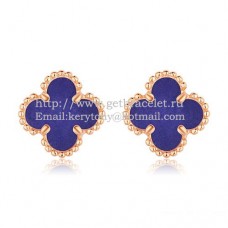 Kolczyki Van Cleef Arpels Sweet Alhambra z różowego złota z masą perłową i kamieniem lapis lapis lazur