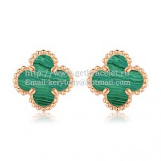 Kolczyki Van Cleef Arpels Sweet Alhambra z różowego złota z masą perłową malachitową