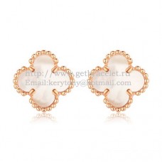 Kolczyki Van Cleef Arpels Sweet Alhambra z różowego złota z białą masą perłową