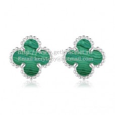 Kolczyki Van Cleef Arpels Sweet Alhambra z białego złota z masą perłową malachitową