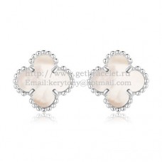 Kolczyki Van Cleef Arpels Sweet Alhambra z białego złota z białą masą perłową