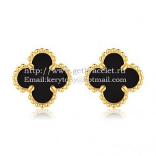 Kolczyki Van Cleef Arpels Sweet Alhambra z żółtego złota z czarną masą perłową onyksową