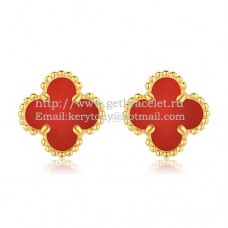 Kolczyki Van Cleef Arpels Sweet Alhambra z żółtego złota z masą perłową i karneolem
