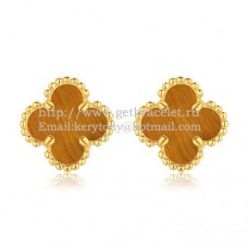 Kolczyki Van Cleef Arpels Sweet Alhambra z żółtego złota z masą perłową tygrysie oko
