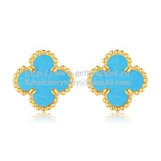 Kolczyki Van Cleef Arpels Sweet Alhambra z żółtego złota z turkusową masą perłową