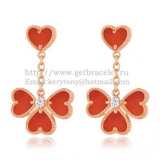 Kolczyki Van Cleef Arpels Sweet Alhambra Effeuillage z różowego złota z masą perłową i karneolem