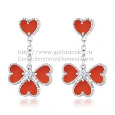 Kolczyki Van Cleef Arpels Sweet Alhambra Effeuillage z białego złota z masą perłową i karneolem Kolczyki Van Cleef Arpels Sweet Alhambra Effeuillage z białego złota z masą perłową i karneolem