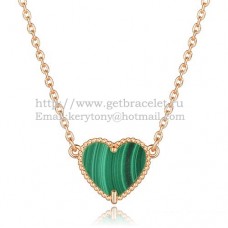 Van Cleef Arpels Sweet Alhambra Heart Pendant z różowego złota z masą perłową malachitową