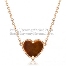 Van Cleef Arpels Sweet Alhambra Heart Pendant z różowego złota z tygrysim okiem i masą perłową