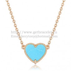 Van Cleef Arpels Sweet Alhambra Heart Pendant z różowego złota z turkusową masą perłową