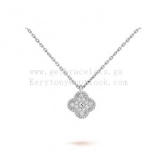 Wisiorek Van Cleef Arpels Sweet Alhambra z białego złota z diamentami