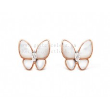Van Cleef Arpels Dwa kolczyki motyle z masy perłowej z diamentami w kolorze różowego złota