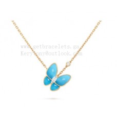 Van Cleef Arpels Wisiorek z dwoma motylami, żółte złoto z diamentami