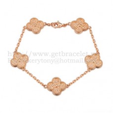 Bransoletka Van Cleef Arpels Alhambra 5 motywów z różowego złota