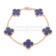 Bransoletka Van Cleef Arpels Alhambra 5 motywów z różowego złota z masą perłową lapis