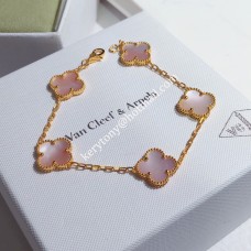Bransoletka Van Cleef Arpels Alhambra 5 motywów Różowe złoto z różową masą perłową Wiosna Bransoletka Van Cleef Arpels Alhambra 5 motywów Różowe złoto z różową masą perłową Wiosna