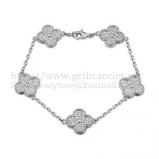 Bransoletka Van Cleef Arpels Alhambra 5 motywów z białego złota Bransoletka Van Cleef Arpels Alhambra 5 motywów z białego złota