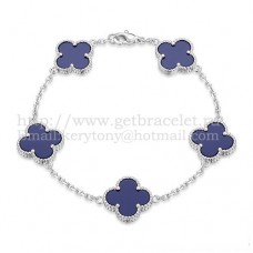 Bransoletka Van Cleef Arpels Alhambra 5 motywów z białego złota z masą perłową lapis lapis lazur Bransoletka Van Cleef Arpels Alhambra 5 motywów z białego złota z masą perłową lapis lapis lazur