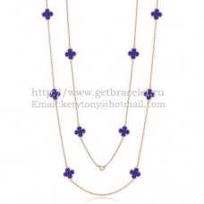 Naszyjnik Van Cleef Arpels Alhambra z różowego złota, 10 motywów z masą perłową i kamieniem lapis lapis lazur