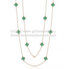 Naszyjnik Van Cleef Arpels Alhambra z różowego złota, 10 motywów z masą perłową malachitową