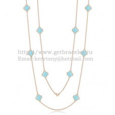 Naszyjnik Van Cleef Arpels Alhambra z różowego złota, 10 motywów z turkusową masą perłową