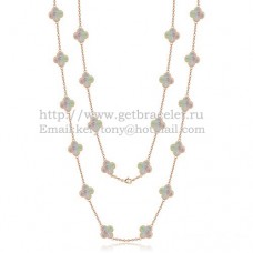 Naszyjnik Van Cleef Arpels Alhambra z różowego złota, 20 motywów z szarą masą perłową