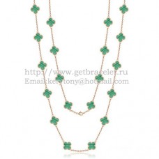 Naszyjnik Van Cleef Arpels Alhambra z różowego złota, 20 motywów z masą perłową malachitową