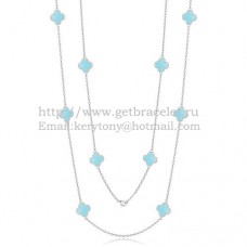 Naszyjnik Van Cleef Arpels Alhambra z białego złota, 10 motywów z turkusową masą perłową