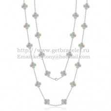 Naszyjnik Van Cleef Arpels Alhambra z białego złota, 20 motywów z szarą masą perłową