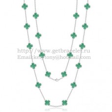 Naszyjnik Van Cleef Arpels Alhambra z białego złota, 20 motywów z masą perłową malachitową