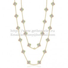 Naszyjnik Van Cleef Arpels Alhambra z żółtego złota, 20 motywów z szarą masą perłową
