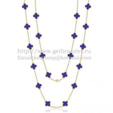 Naszyjnik Van Cleef Arpels Alhambra z żółtego złota, 20 motywów z masą perłową i kamieniem lapis lapis lazur