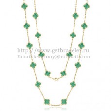 Naszyjnik Van Cleef Arpels Alhambra z żółtego złota, 20 motywów z masą perłową malachitową