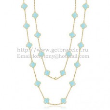 Naszyjnik Van Cleef Arpels Alhambra z żółtego złota, 20 motywów z turkusową masą perłową