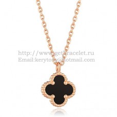 Wisiorek Van Cleef Arpels Sweet Alhambra z różowego złota z czarną masą perłową i agatem 9 mm