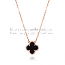 Wisiorek Van Cleef Arpels Alhambra z różowego złota z czarną masą perłową agatem 15 mm