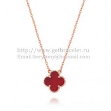Wisiorek Van Cleef Arpels Alhambra z różowego złota z masą perłową karneolu 15 mm