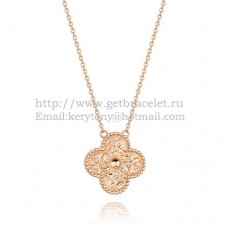 Wisiorek Van Cleef Arpels Alhambra z różowego złota z okrągłymi diamentami