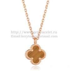 Wisiorek Van Cleef Arpels Sweet Alhambra z różowego złota z tygrysim okiem i masą perłową 9 mm