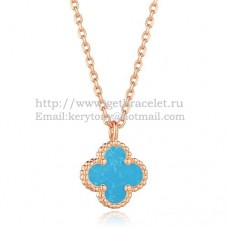 Wisiorek Van Cleef Arpels Sweet Alhambra z różowego złota z turkusową masą perłową 9 mm