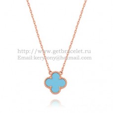 Wisiorek Van Cleef Arpels Alhambra z różowego złota z turkusową masą perłową 15 mm Wisiorek Van Cleef Arpels Alhambra z różowego złota z turkusową masą perłową 15 mm