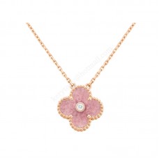 Wisiorek Van Cleef Arpels Alhambra w kolorze różowego złota z diamentem i rodonitem
