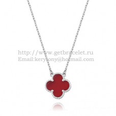 Wisiorek Van Cleef Arpels Alhambra z białego złota z masą perłową karneolu 15 mm