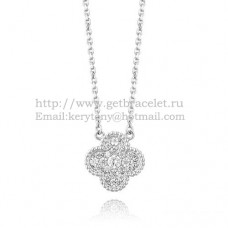 Wisiorek Van Cleef Arpels Alhambra z białego złota z diamentami