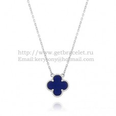 Wisiorek Van Cleef Arpels Alhambra z białego złota z masą perłową i kamieniem lapis lapis lazur 15 mm