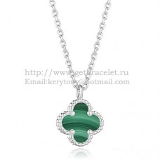 Wisiorek Van Cleef Arpels Sweet Alhambra z białego złota z masą perłową malachitową 9 mm