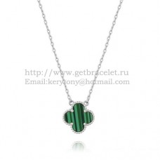 Wisiorek Van Cleef Arpels Alhambra z białego złota z masą perłową malachitową 15 mm